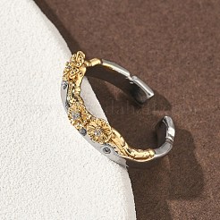 Latón micro pave anillos de brazalete de circonio cúbico&nbsp;RJEW-G364-01GP-03