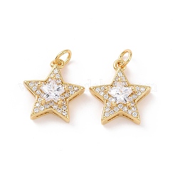 Подвески из латуни со звездами и прозрачным кубическим цирконием&nbsp;KK-G435-38G