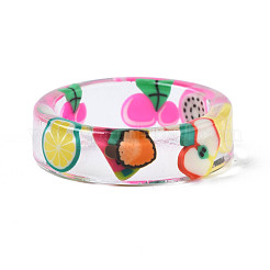 Кольцо на палец из прозрачной смолы с фруктами для женщин RJEW-T022-024