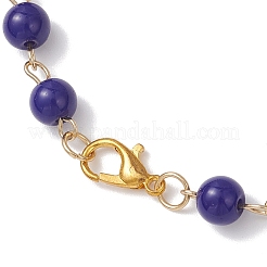 Синие круглые стеклянные четки NJEW-JN05626