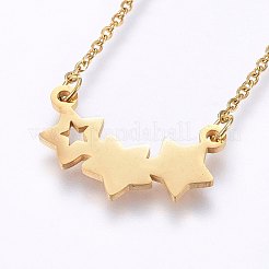 304ステンレススチールジュエリーセット  スタッドピアスとペンダントネックレス  スター  ゴールドカラー  ネックレス：18.9インチ（48cm）  スタッドピアス：6.5x7x1.2mm  ピン：0.8mm&nbsp;SJEW-O090-20G