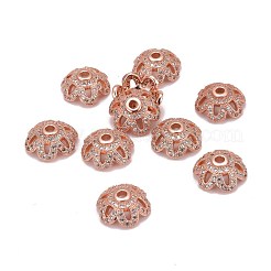 Tappi di perline in zirconia cubica con micro pavé in ottone a fiore 6 petalo ecologico&nbsp;X-ZIRC-M098-01RG-FF