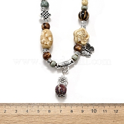 Collane con ciondolo a forma di nappa in lega e porcellana e perline in ceramica in stile etnico&nbsp;NJEW-D308-03B