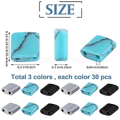 90 個 3 スタイル宝石ビーズ連売り  正方形/長方形  5~6x5x2~2.5mm  穴：0.8~0.9mm  30個/スタイル&nbsp;G-SZ0002-37