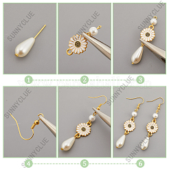 Наборы для самостоятельного изготовления сережек-подвесок в виде ромашек&nbsp;DIY-SC0003-32