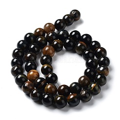 Натуральные нити из окрашенных тигровым глазом бусин G-B046-06