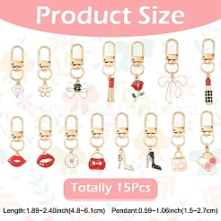 Подвесные украшения из эмали из сплава 15 шт.&nbsp;HJEW-YW00250