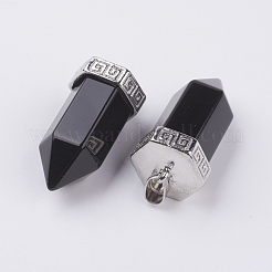 Подвески из натурального окрашенного и нагретого черного агата с острыми концами G-E442-03P