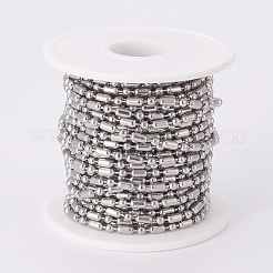 変色しにくい304ステンレススチールボールチェーン  スプールで  オーバル·ラウンド  ステンレス鋼色  6x3mm  3mm  約32.8フィート（10m）/ロール&nbsp;CHS-F003-08P-A
