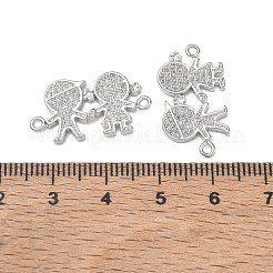 Breloques connecteurs en laiton serties de micro-pavés de zircone cubique transparente pour la création de bijoux&nbsp;CU-CBAAA59-01P-01
