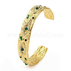 Браслеты-манжеты из натурального малахита из нержавеющей стали 304 BJEW-U009-01G-01