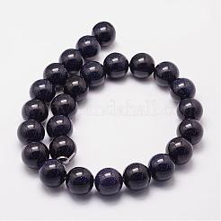 合成ブルーゴールドストーン青金砂石ビーズ連売り  染め＆加熱  ラウンド  16mm  穴：1.2mm  25個/連  15.7インチ&nbsp;G-N0178-03-16mm