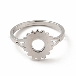Bague réglable en acier inoxydable 304 anti-ternissement avec motif tournesol pour femme&nbsp;RJEW-B027-17P