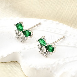 Boucles d'oreilles en laiton avec zircone cubique de micro pave&nbsp;EJEW-M103-09P