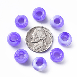 アクリルヨーロピアンビーズ  天然石風  大穴ビーズ  ロンデル  スレートブルー  9x6mm  穴：4mm  約1790~1840個/500g&nbsp;MACR-S375-002A-04