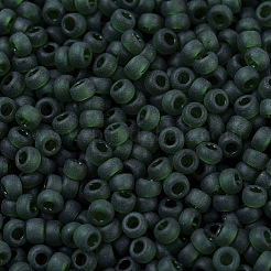 MIYUKIラウンドロカイユビーズ  日本製シードビーズ  （rr156f）マット透明ダークエメラルド  11/0  2x1.3mm  穴：0.8mm  約1100PCS /ボトル  10 G /ボトル&nbsp;SEED-JP0008-RR0156F