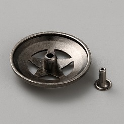 ネジ付き合金ボタン  スターの模様を持つフラットラウンド  財布用  バッグ  革工芸装飾  アンティークシルバー  28.5x5.5mm  穴：2mm&nbsp;FIND-WH0421-160AS