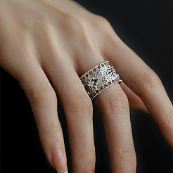 Кольца-манжеты из латуни с цветочным узором и кристаллами-стразами FS-WGDF3CA-01