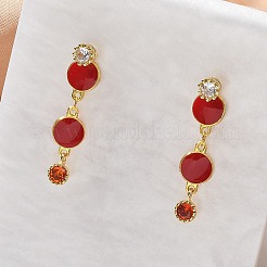 Серьги-гвоздики с цирконом из латуни EJEW-M077-10G-01