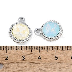 Uvメッキ合金ペンダント  ガラスと  鉛フリー＆カドミウムフリー  フラットラウンド  プラチナ  18x14x6mm  穴：2mm&nbsp;FIND-M018-29P