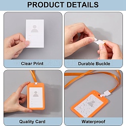 Прямоугольный пластиковый держатель для бейджа с шнурком AJEW-CP0006-04A