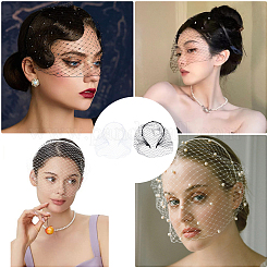 2 bande de cheveux en tissu voile en maille perlée avec strass pour mariée&nbsp;MRMJ-GF0001-50A