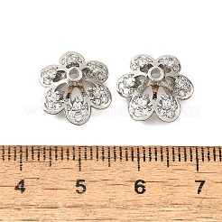 Крышки бусин с 6 лепестком из латуни с микропаве из прозрачного кубического циркония&nbsp;KK-V008-32P