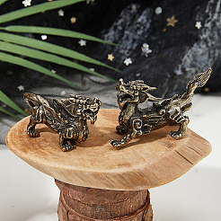 2 Paar Messing-Pixiu-Figuren als Schaudekoration&nbsp;DJEW-FH0001-38
