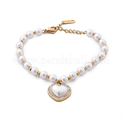 Ионное покрытие(ip) 304 нержавеющая сталь браслеты с подвесками для женщин BJEW-P345-04G