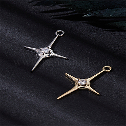 2 шт. 2-х цветные 14-каратные латунные подвески с микропаве из кубического циркония&nbsp;KK-LP0001-97