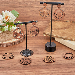 Наборы для самостоятельного изготовления круглых/цветочных сережек-гвоздиков из дерева и латуни DIY-SC0026-57