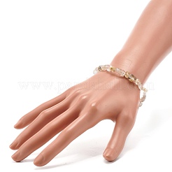 ナチュラルイエローのアパタイトナゲッツビーズストレッチブレスレット  内径：2インチ（5.2~5.6cm）&nbsp;BJEW-JB06951-07