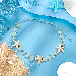 6шт 2-х цветные браслеты из плетеных бусин из натуральных драгоценных камней&nbsp;BJEW-GO0001-03