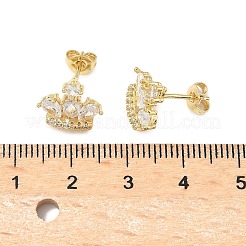 Латунные микро проложить серьги стержня кубического циркония EJEW-D323-05G