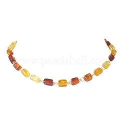 Ожерелья из натуральных янтарных кубовидных бусин&nbsp;NJEW-JN05914
