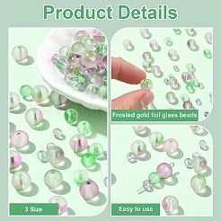 150 brin de perles en verre peintes en spray givrées de 3 styles&nbsp;GLAA-YW0004-34A
