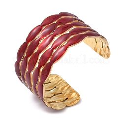 Овальные браслеты-манжеты из нержавеющей стали 304 BJEW-F525-03D-G