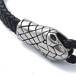 Pulseras de cordón de cuero sintético negro trenzado para hombre&nbsp;BJEW-K243-54AS