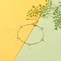 Bracelets de cheville avec breloque d'étoile en laiton&nbsp;AJEW-AN00352