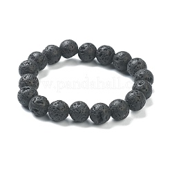 天然溶岩ロックビーズストレッチブレスレット  ラウンド  ビーズ：10~10.5mm  内径：2インチ（5.15cm）&nbsp;BJEW-A117-D-33