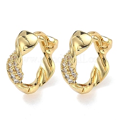 Boucles d'oreilles créoles en laiton zircon cubique micro pavé&nbsp;EJEW-C182-05A-G