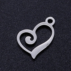 Ciondoli a forma di cuore aperto in acciaio inossidabile 201 resistenti all'ossidazione&nbsp;STAS-Q201-JN320-1
