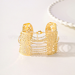 Латунные браслеты-цепочки с широкими звеньями и полыми цветками для женщин HJ5719