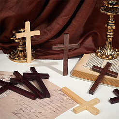 12 Stück 3 Farben Oster-Holzkreuz-Figuren-Ornamente&nbsp;DJEW-GA0001-85