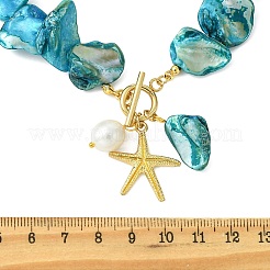 Collares de cuentas con colgante de estrella de mar de aleación para playa de verano&nbsp;NJEW-JN06334