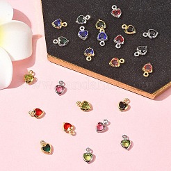 24 шт. 12-цветная подвеска в форме сердца с покрытием из латуни и стекла&nbsp;KK-FS0001-39