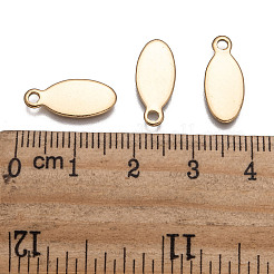 楕円形イオンプレーティング（IP）304ステンレススチールスタンピングブランクタグチャーム  ゴールドカラー  16x7x1mm  穴：1.5mm&nbsp;X-STAS-L159-07G