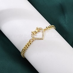 Латунные браслеты с микропаве из чистого кубического циркония&nbsp;BJEW-Z082-03G-02