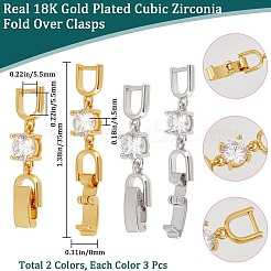 6 шт. 2 цвета удлиняющие застежки латунные микропаве кубические цирконии складные удлиняющие застежки FIND-BBC003-55B