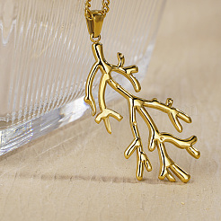 Ожерелья с подвесками в форме коралла из нержавеющей стали для женщин FM1038-1